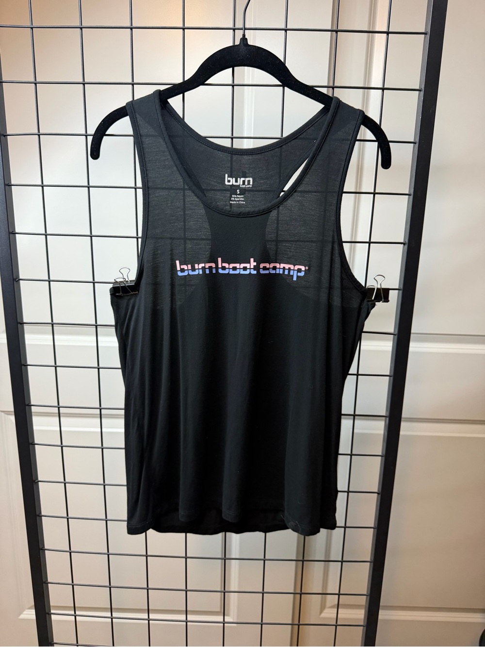 Burn Boot Camp Black Mesh Racerback Tank